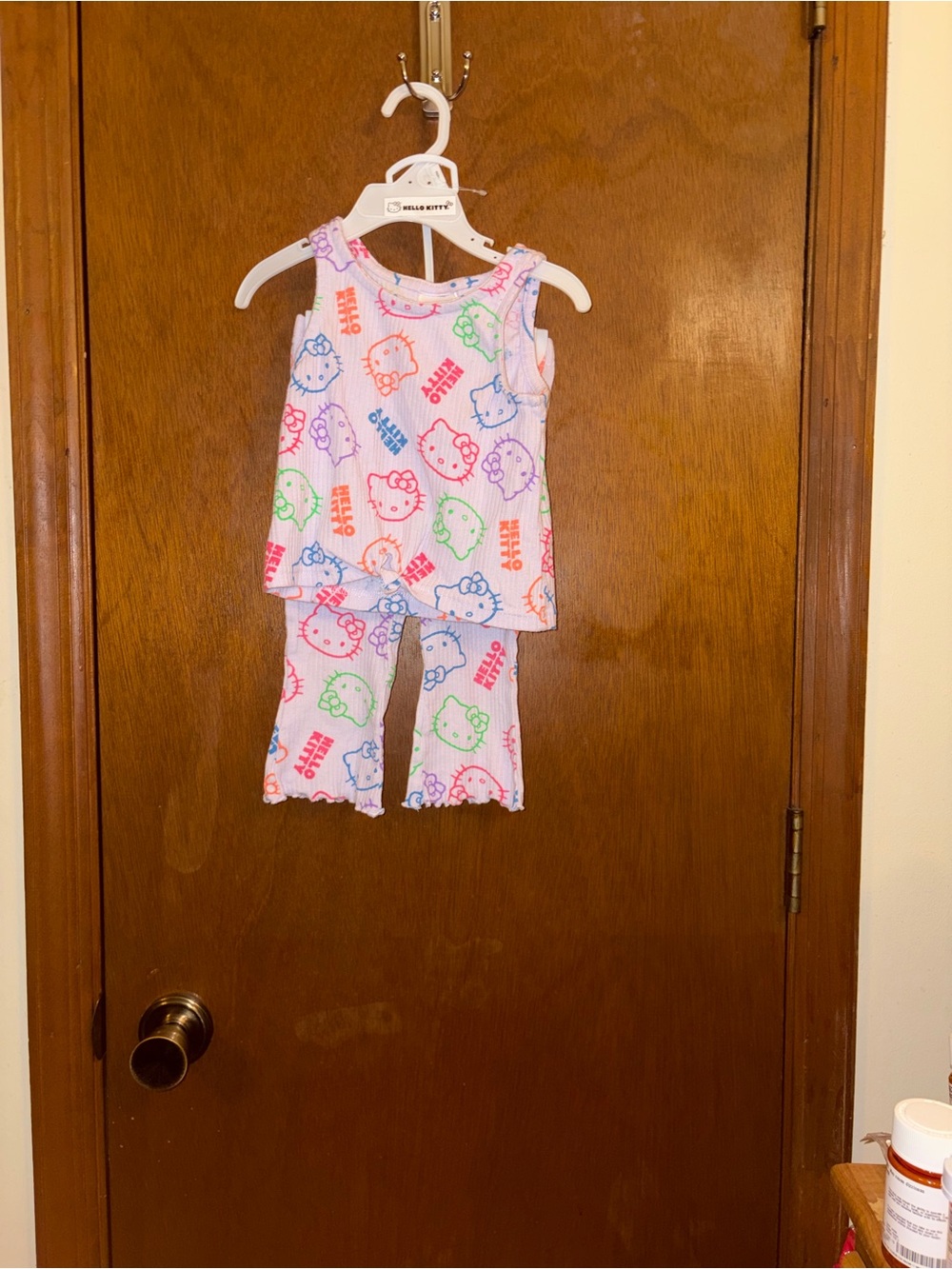 Hello Kitty Multicolor Girls' Sleeveless  Set - Pink Base